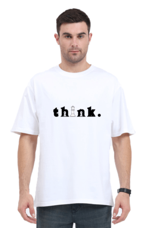 “Think Again” Unisex Oversized T-Shirt – Minimal White