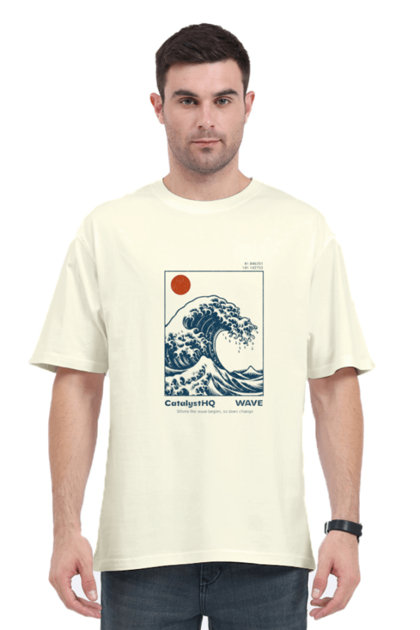 Unisex Oversized Classic T-Shirt – Catalyst HQ “Wave” Edition | Off-White